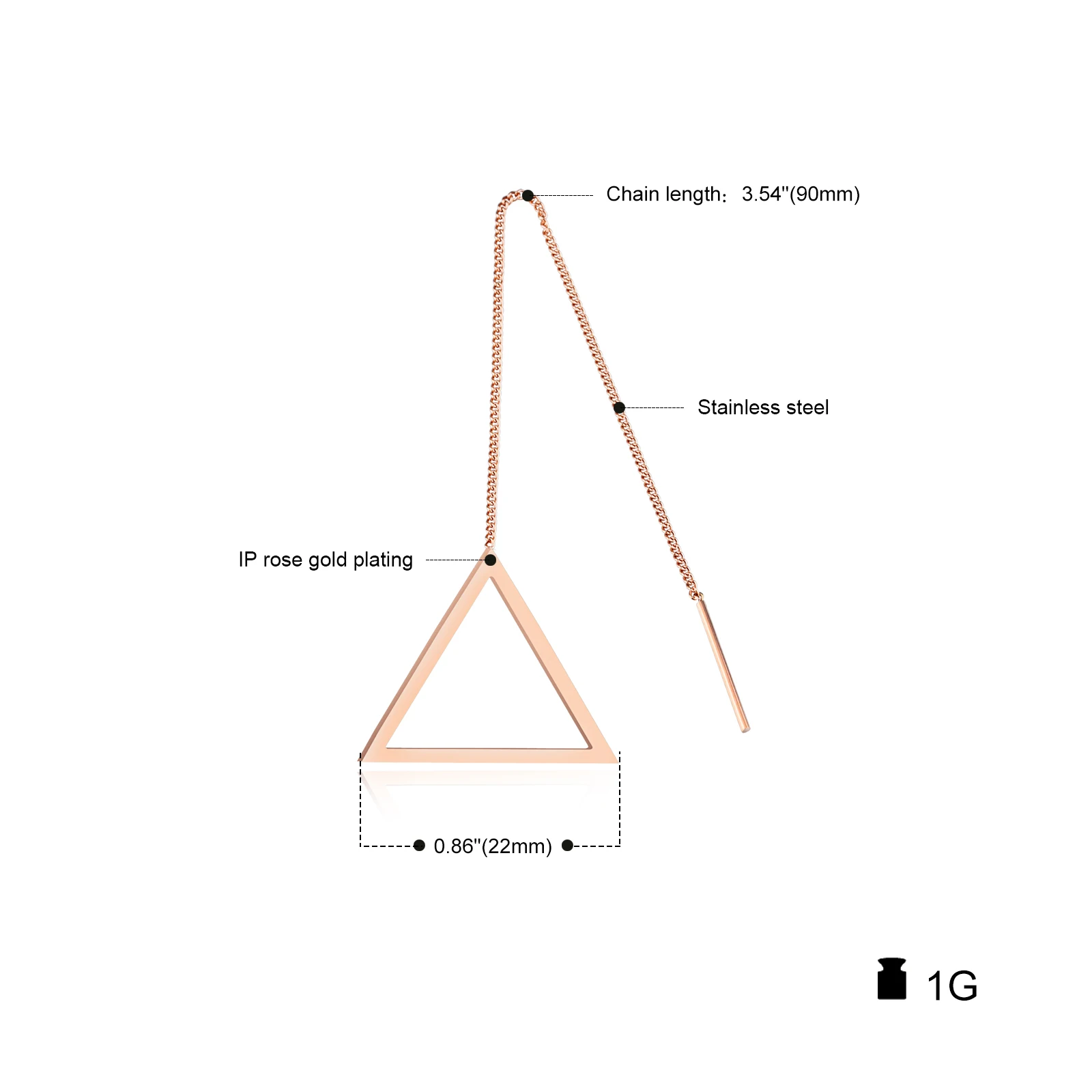 Fashion Rose Gold-color Geometric Triangle Drop Earrings For Women Hot Sale Stainless Steel Female Wedding Jewelry Wholesale | Украшения и