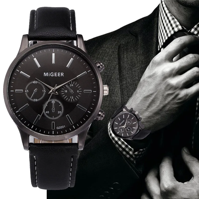 

Fashion Men's Retro Design Leather Band Bracelet Watch Analog Quartz Wrist Watches top brand luxury relojes hombre saat erkekler