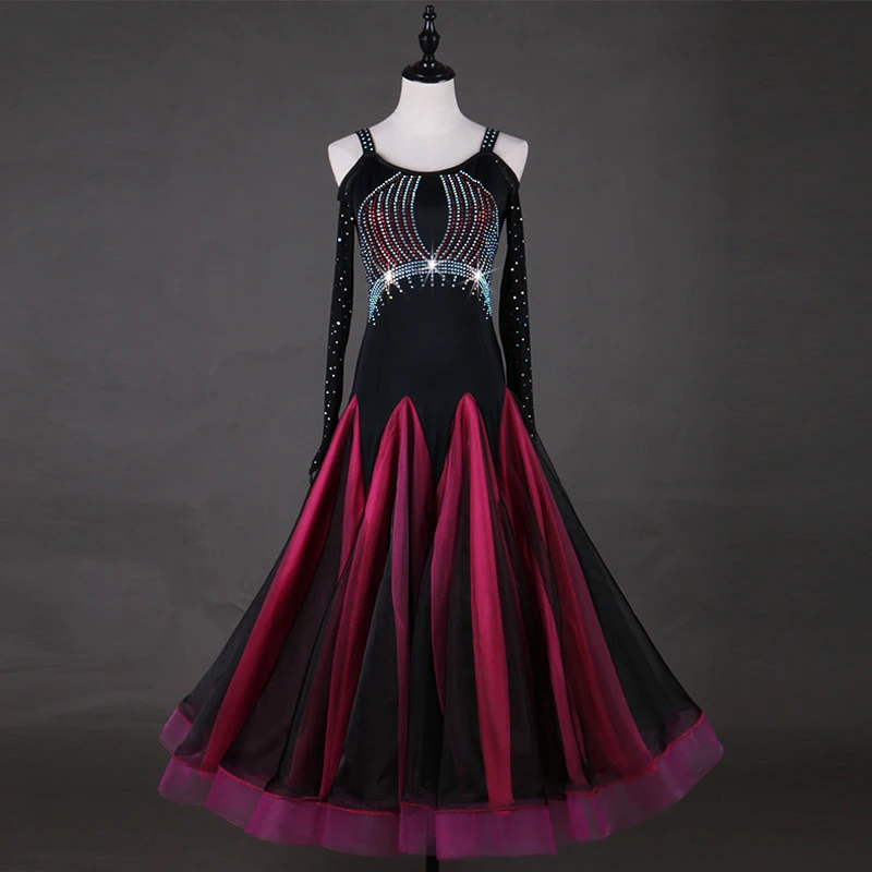 Elegant Womens Ballroom Dance Dresses Long Sleeve Standard Professional Modern Tango Dancing Costumes Festival Clothing BL1408 |