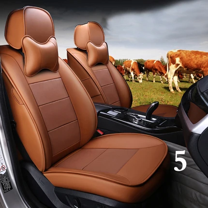 brown for 5 seat Чехлы для сидений автомобиля из воловьей кожи, комплекты для Toyota Land Cruiser Prado, чехлы для сидений, Аксессуары для автомобилей, полный комплект, черный цвет - Название цвета: brown for 5 seat