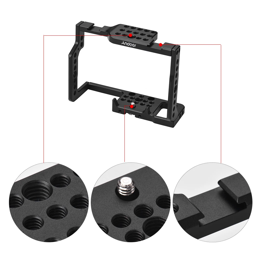 Клетка для камеры Andoer G85 с множеством монтажных отверстий 1/4 &quotи 3/8&quot 2 гнезда