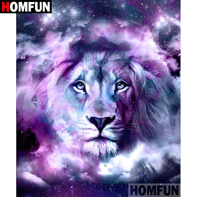 Алмазная живопись HOMFUN A07476 полноразмерная/круглая вышивка звезда лев для