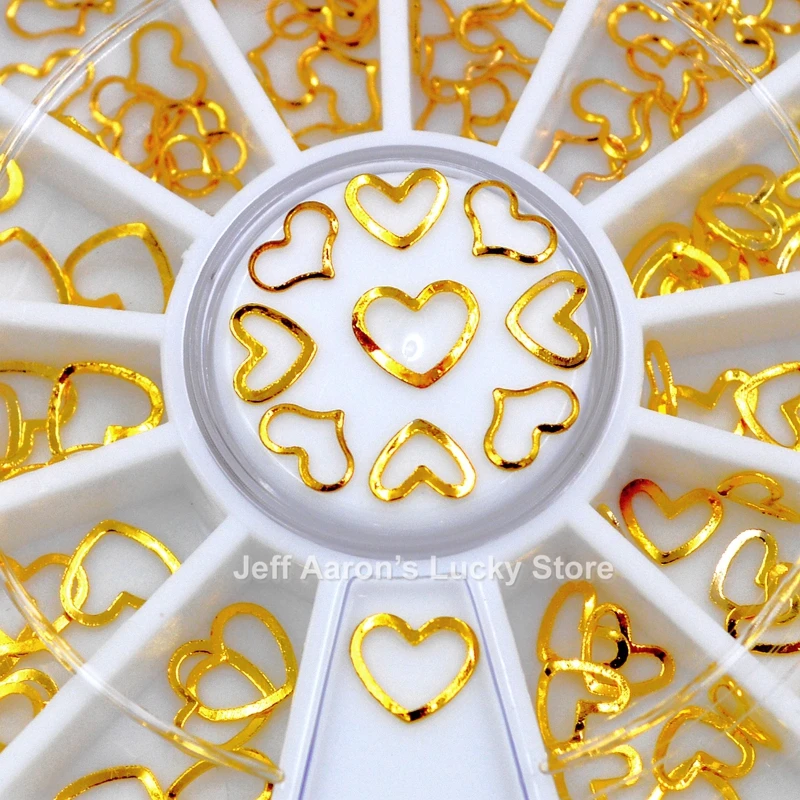 Золотистые металлические 3d украшения для ногтей разных размеров рамка подвески