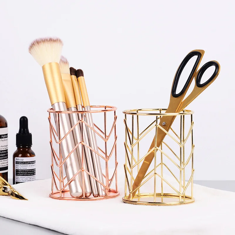 

1pcs Rose Gold Metal Pen Holder Box Case Organizer Home Desk Stationery Decor Office School Desk Accessories Supplies