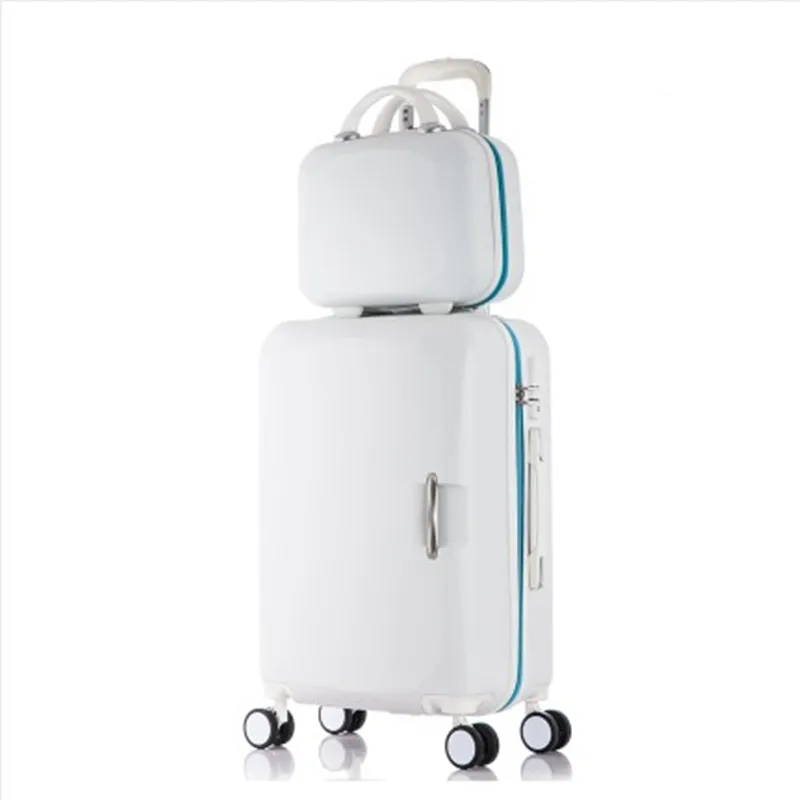 20''carry on багаж дорожная тележка чемодан spinner колеса 26 дюймов Большая сумка чемодан Новая мода кабина чемодан унисекс сумка - Цвет: white set
