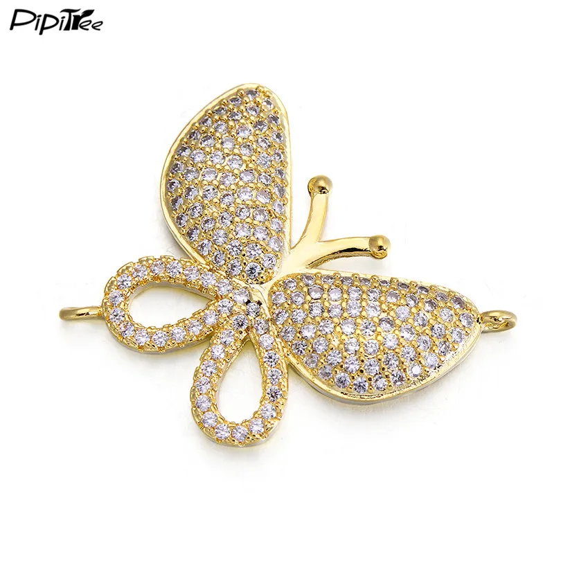 Pipitree, 5 шт./лот, роскошные микро подвески, CZ Циркон, большая бабочка, браслет, подвеска, сделай сам, подвески, хрустальные бусины, изготовление ювелирных изделий