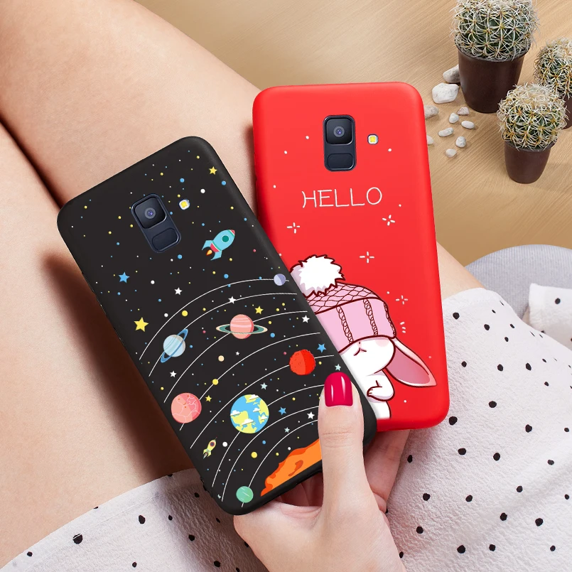 Милый чехол для Samsung Galaxy A6 2018 силиконовый телефона 3D рельефный противоударные