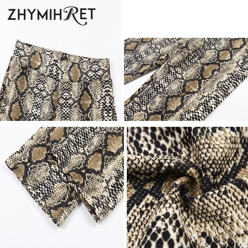 Женский укороченный топ с принтом змеи и шорты ZHYMIHRET комплект из двух предметов