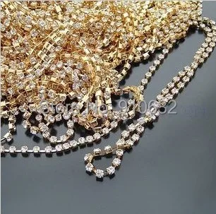 10 ярдов алмазные прозрачные кристаллы горного хрусталя позолоченная цепочка SS16 4