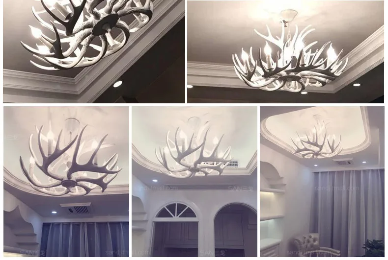 Подвесная люстра с рожками 4/6/9 лампочек E14 из натуральной смолы|antler chandelier|chandelier