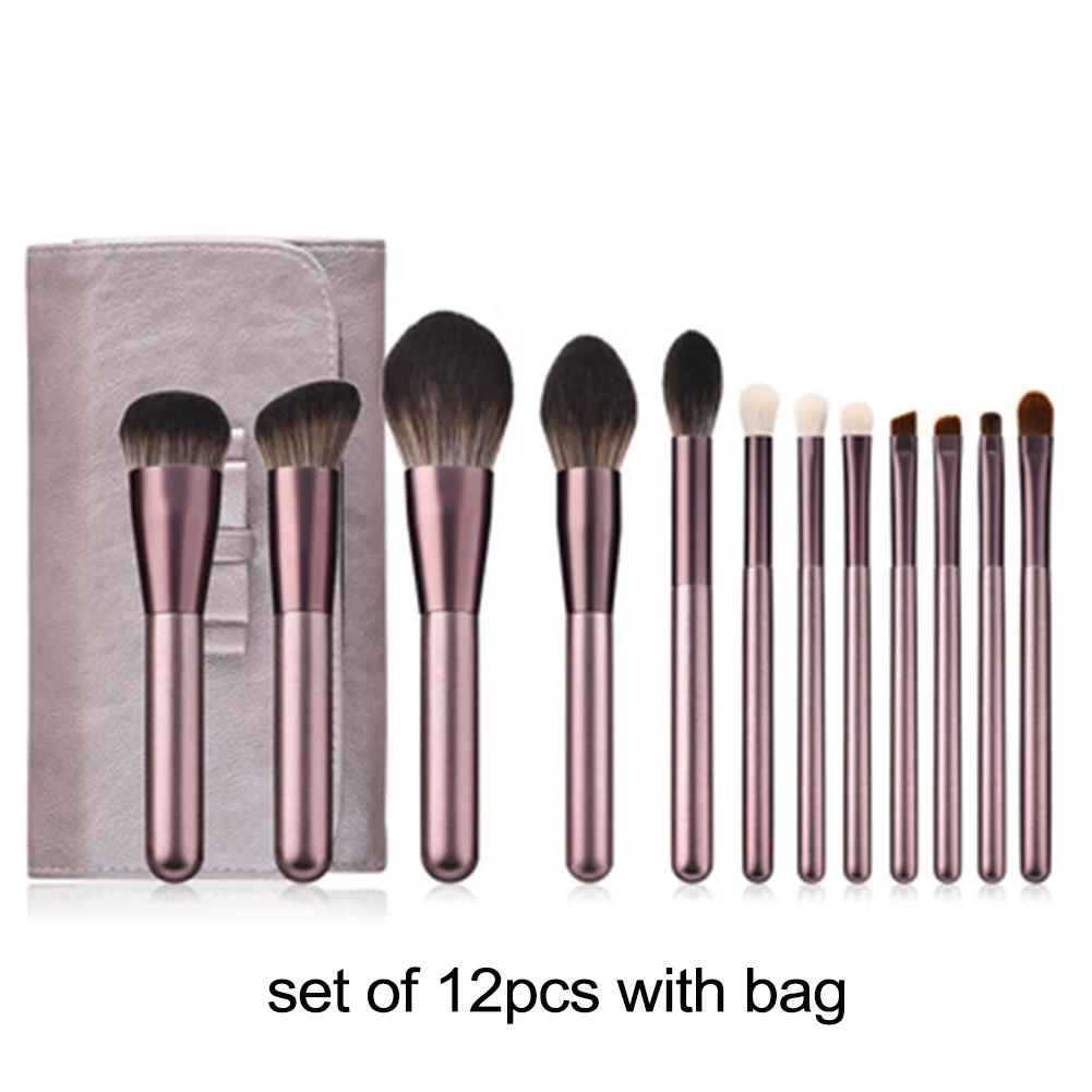 12pcs with bag 1/12 шт Высококачественный набор кистей для макияжа пудра Румяна Тени для век консилер для губ макияж для глаз кисти для макияжа Косметика Красота инструменты - Handle Color: 12pcs with bag
