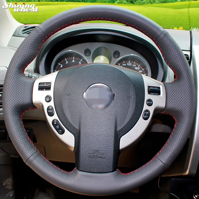 Блестящие пшеницы ручной работы черный кожаный чехол руль для Nissan QASHQAI X-Trail NV200