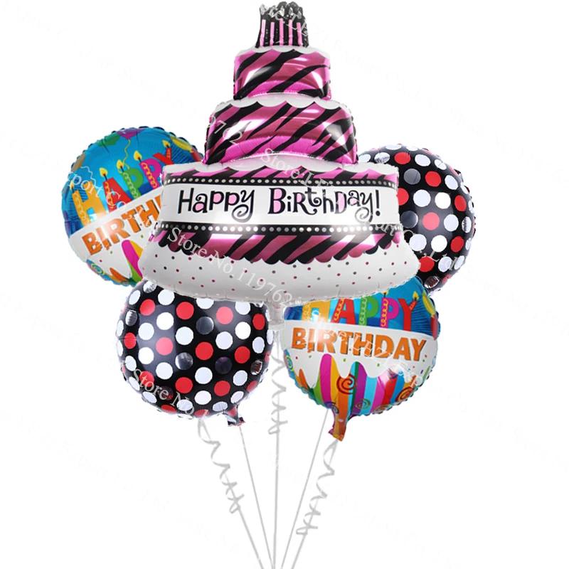 

5 Pcs/lot Big size cake kids Happy birthday Combination suit Foil balloons Decoration Cartoon Baby Shower Party supplies
