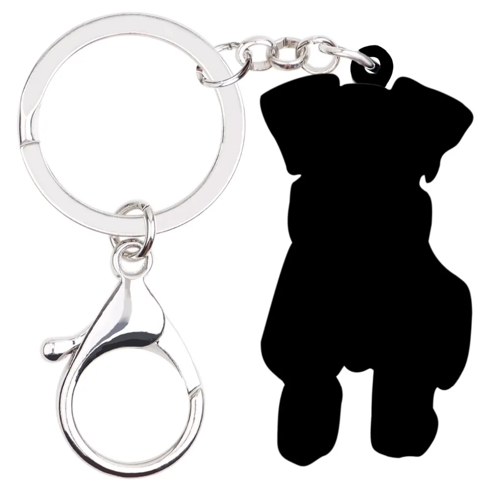 Bonsny акриловые брелки для ключей с собакой шнауцера кольца мультяшными животными
