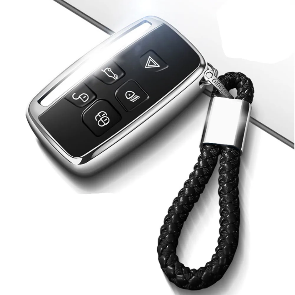 SilverBraided buckle Мягкий ТПУ чехол для ключей для Land Rover A9 Range Rover Sport Evoque freelander 2 Jaguar XE XJ Xjl XF C-X16 V12 гитара F X Typ - Название цвета: SilverBraided buckle