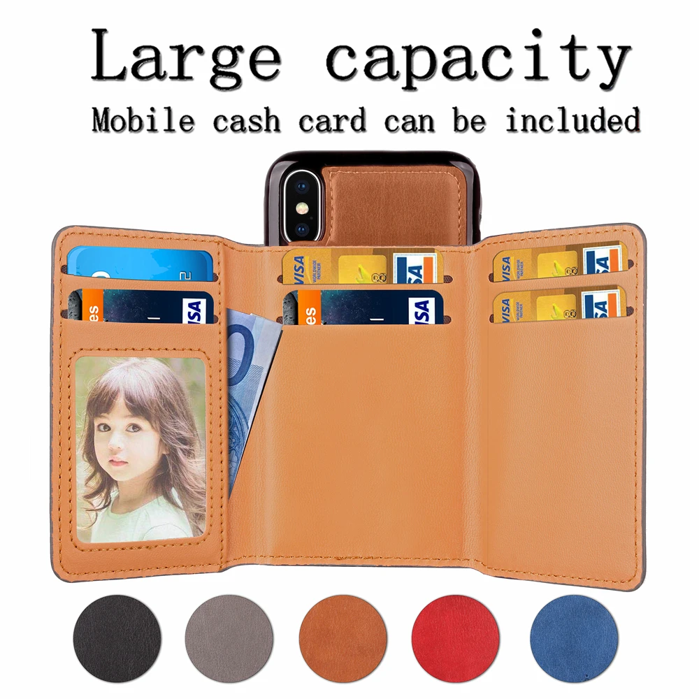 Ретро Съемная Искусственная кожа Multi Функция мобильный кошелек для iphone 8 Plus iPhone X 7