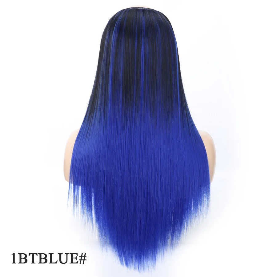 1BTBLUE2 Leeons 2" u-часть парик Синтетический зажим для наращивания волос женские термостойкие поддельные волосы кусок Омбре коричневый длинные волосы натуральный - Цвет: 1BTBLUE2