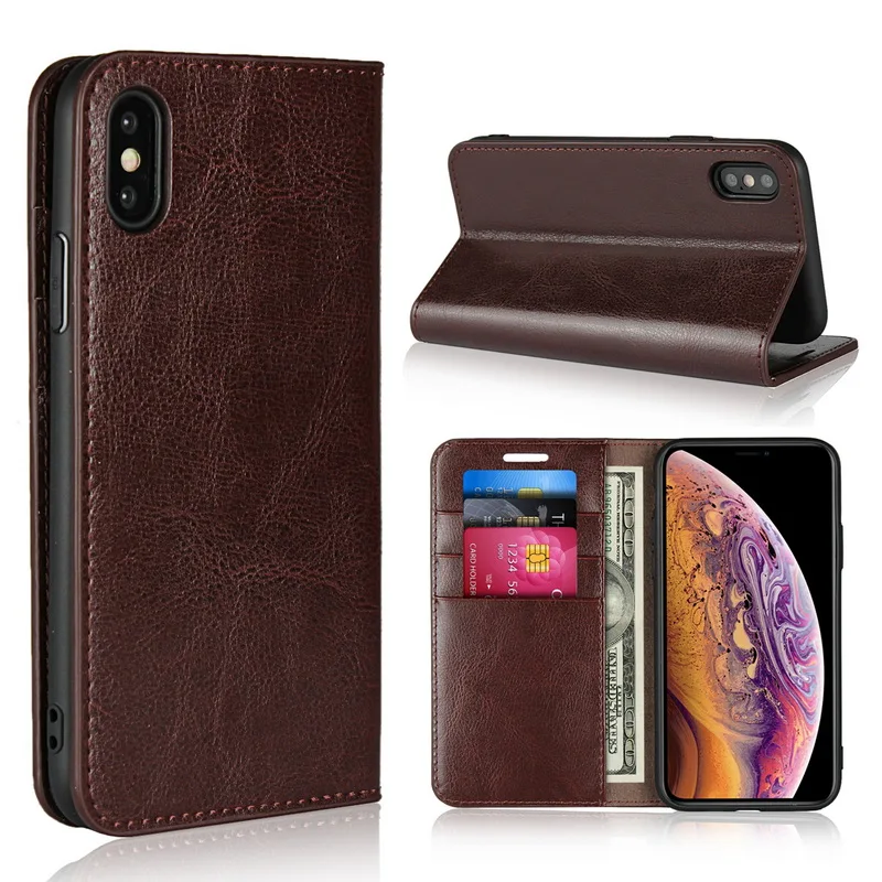 Кошелек из натуральной кожи для iPhone 11 Pro 7 8 X XS Max XR откидная крышка держатель карт