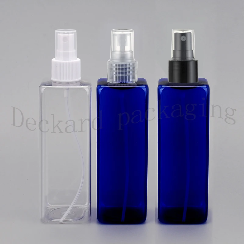 

30X250ml empty setting spray clear blue square refillable bottle 250cc amber cosmetic packaging containers,perfume spray bottle