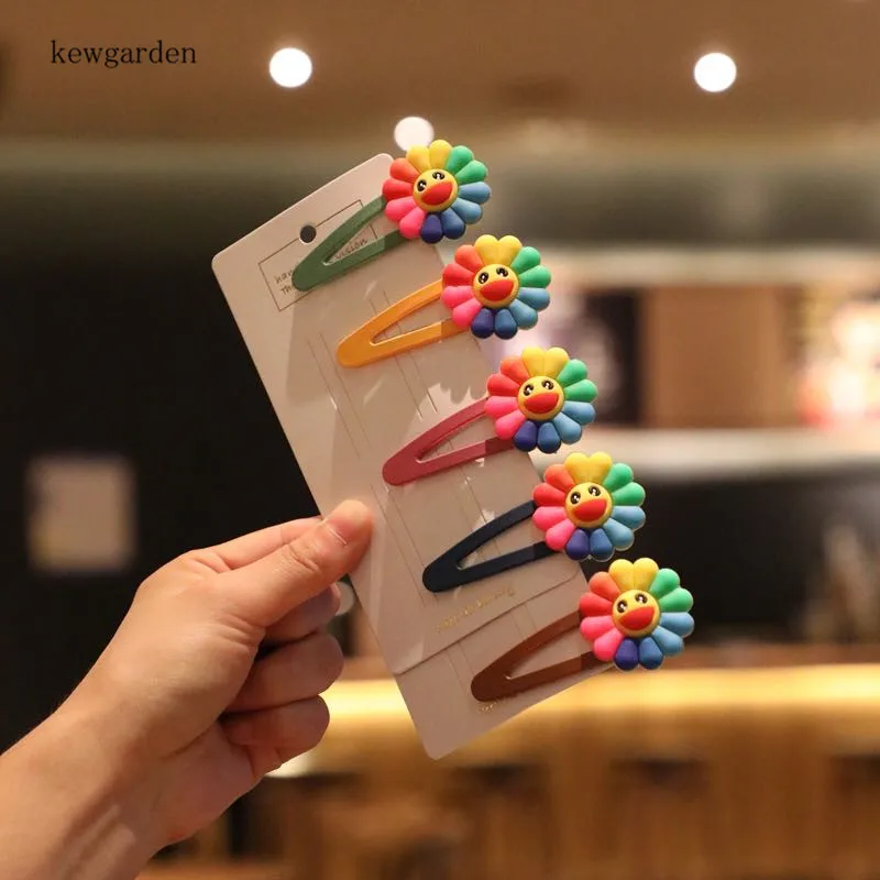 

Kewgarden Baby Girls Cute BB Hairpins Colorful Silicone Sunflower Hairclip Headwear Side Clips Hair Accessories 7 PCS /Lot