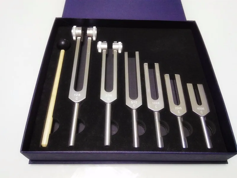high quality medical tuning forks set 128 256 512,1024 2048 4096C Ear tuning fork free shipping