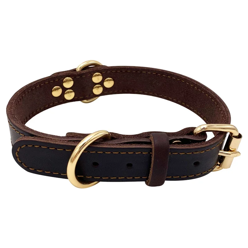 Кожаный ошейник для собак прочный D образный регулируемый питомцев щенков