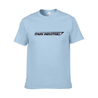 light blue Новая-STARK INDUSTRIES футболка новая мода крутые повседневные футболки хлопок высокое качество футболка для мужчин футболка с круглым вырезом для мужчин - Цвет: light blue