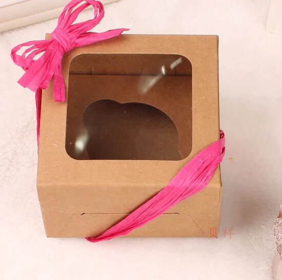 Натуральная крафт-бумага 4 кекса 8 коробка окно картон кекс 2 шоколадная коробочка