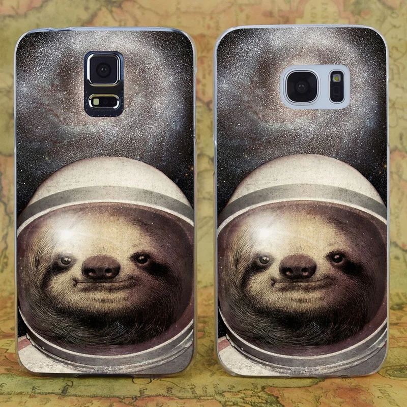 E1263 Space Sloth Transparent Hard PC Case Cover For Samsung Galaxy Note S 3 4 5 6 7 8 9 Mini Edge Plus |