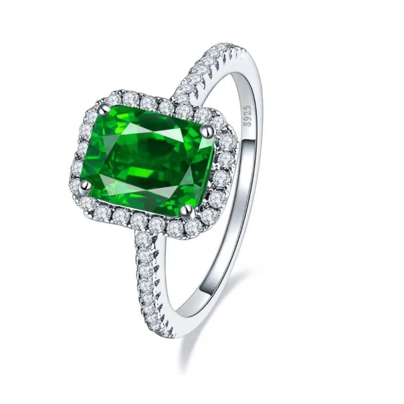 925 silver ring JQUEEN 3.6ct Nano изумруд Твердые 925 пробы серебряные кольца для женщин Brincos обручение обручальное кольцо квадратной огранки удивительные с коробкой - Цвет камня: 925 silver ring
