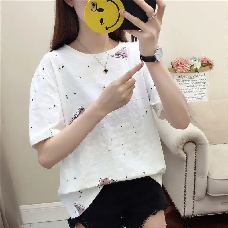 Летние топы футболки для женщин новая мода o-образный вырез пуловер короткий