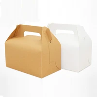 10pcs kraft paper box with handle wedding gift muffin packaging party birthday dessert baking cookies cupcake bag