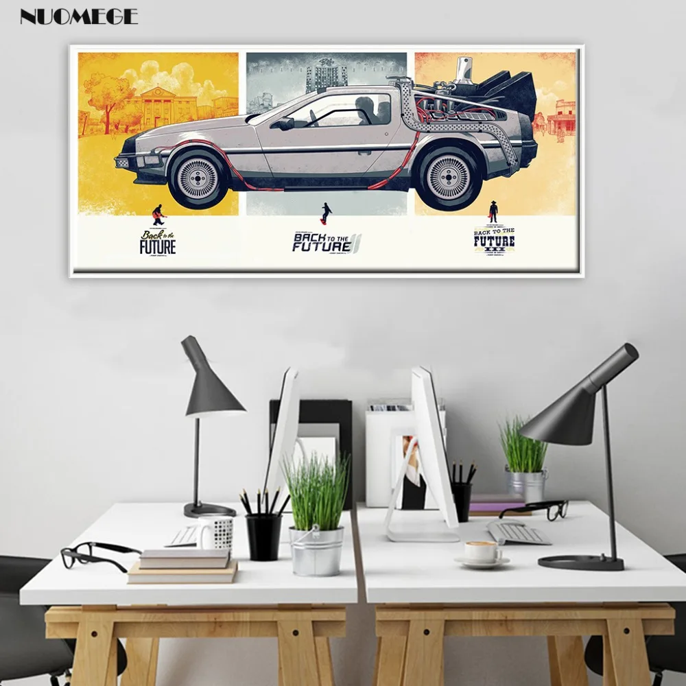 

Back To The Future Car Poster Paintings Print Classic Vintage Movie Wall Art Picture Silk Canvas Art Home Decor Boy Kid Gift