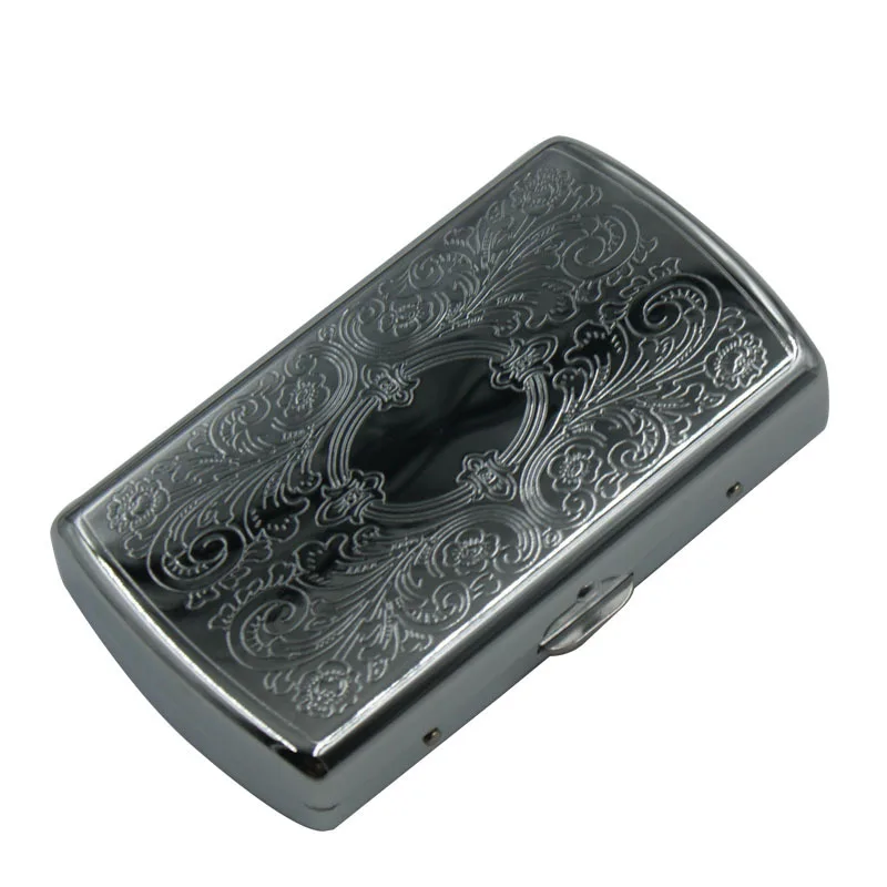

1 Pc Stainless Steel Men's Light Tobacco Box Storage Pocket Size Cigarettes Case Holder Container for Smoking Pattern Random