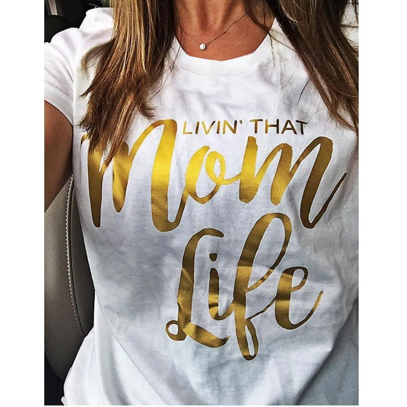 Футболка livin'that mom life tumblr эстетичные хлопковые гранж рубашки графический День
