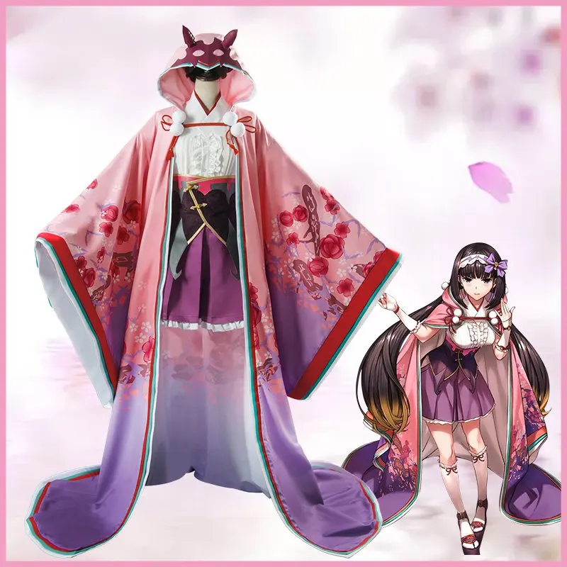 Costume FGO Fate Grand Order Assassin Osakabehime кимоно юката Топы платье униформа наряд Аниме Косплей костюмы полный комплект - Цвет: Costume