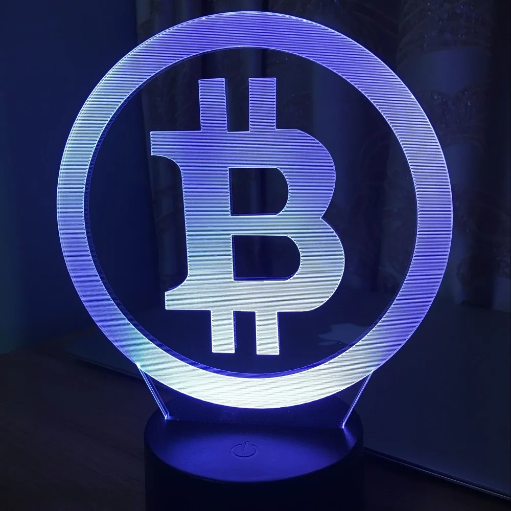 3D светильник s простой Bitcoin лампа Ночной 7 цветов Изменение светодиодный Спальня