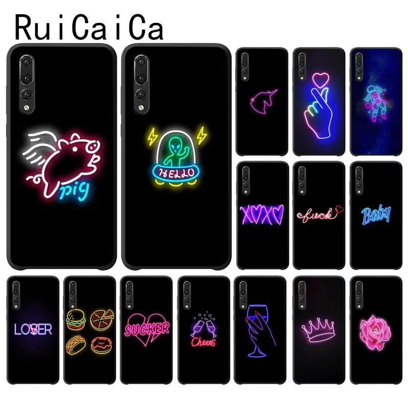 Ruicaica черный фон флуоресцентный маленький узор чехол для телефона HuaweiP9 P10 Plus Mate9 10