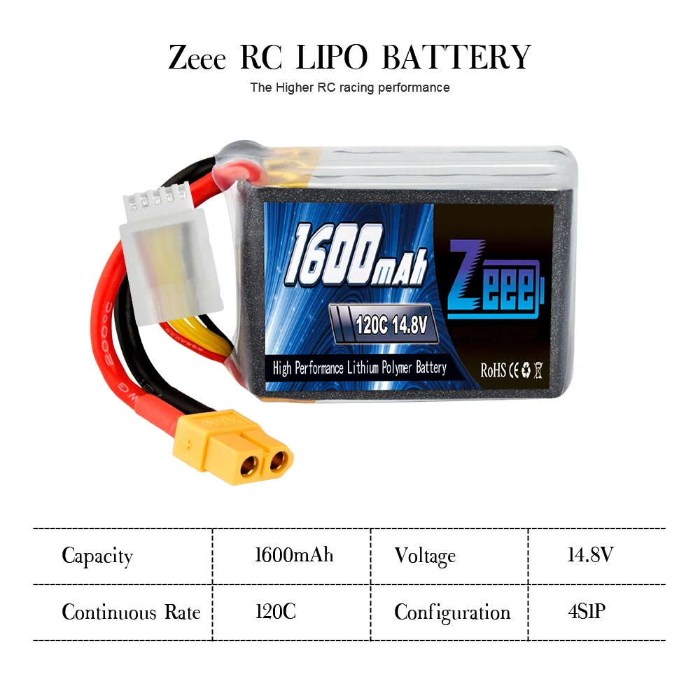 Zeee 14,8 V RC зарядное устройство 1600mAh 4S RC Lipo батарея софткейс 120C Lipo с разъемом XT60 для RC автомобиля грузовика самолета FPV дрона
