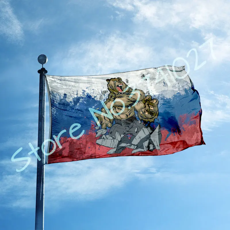 Российский флаг 3x5 футов с белым синим красным флагом индивидуальный медведь