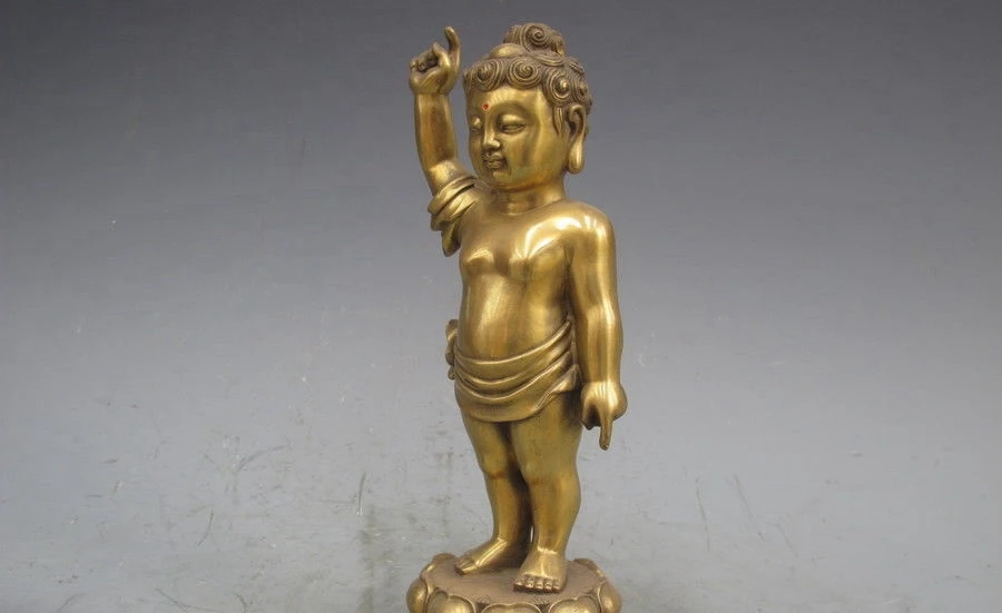 Тибет Буддизм Чистая Медь Латунь Статуя Будды Шакьямуни Татхагата Мальчик Князь