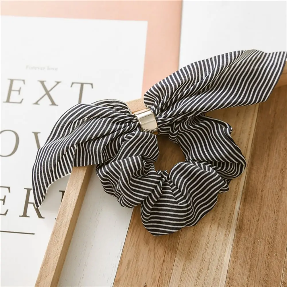 navy blue Милый кролик уха полосатый аксессуары для волос резинка для волос Головные уборы волос веревки для Для женщин девочек резинкой галстук резинка для волос - Цвет: navy blue