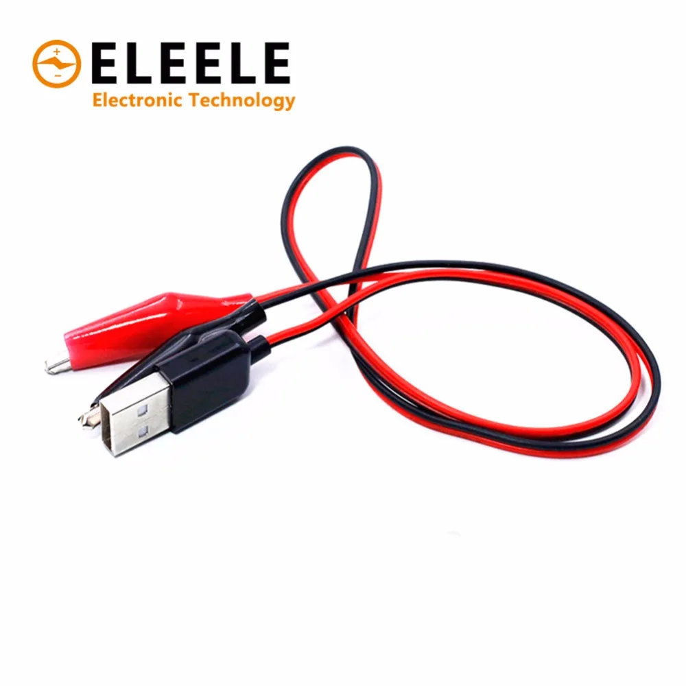 Двойной мужской крокодил тестовые зажимы зажим для USB Женский Мужской Кабель