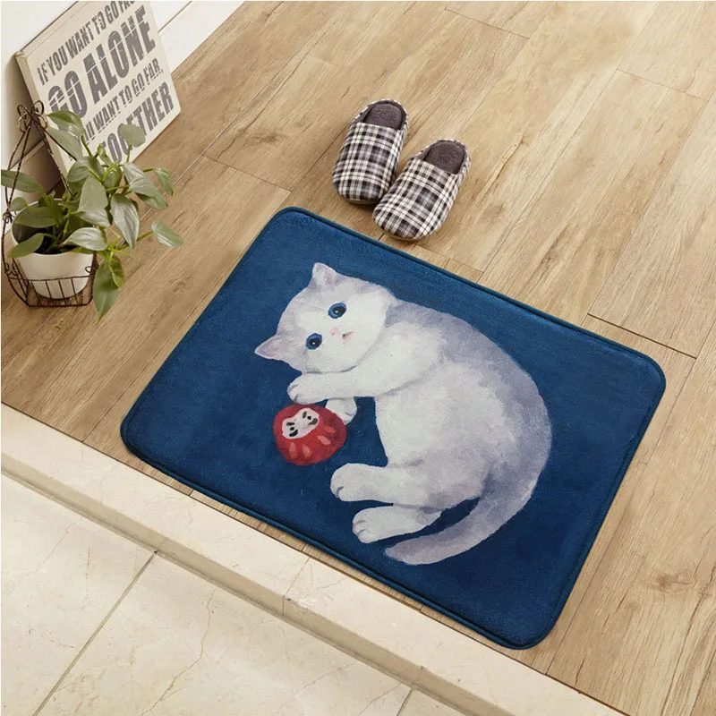 Simanfei Kawaii Добро пожаловать коврики животных милый кот ванная комната кухонные