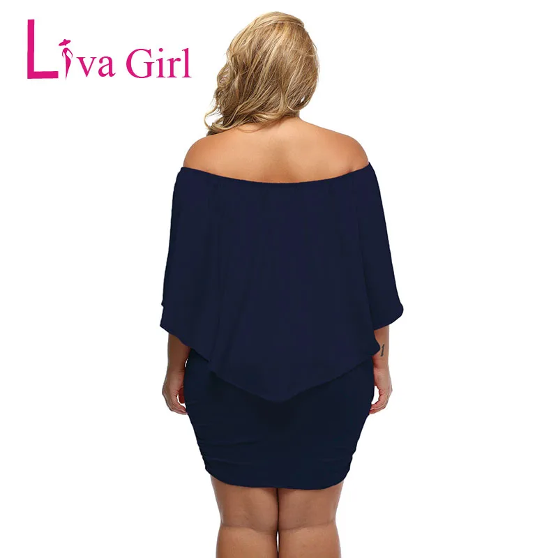 LIVA GIRL, женское платье большого размера, красное, с открытыми плечами, женское, сексуальное мини-платье, большой размер, бодикон, повседневное, Vestidos XXL XXXL