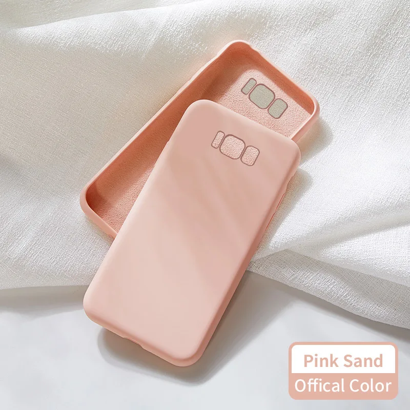 Pink Sand Жидкий силиконовый чехол для samsung Galaxy Note 8 9 A10 A20 A40 A50 A70, однотонный Прозрачный Бампер для samsung S8 S9 S10 - Цвет: Pink Sand
