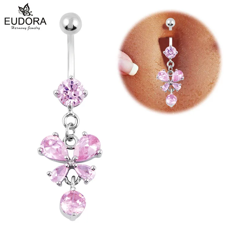 Кольцо Стразы для пирсинга пупка украшение ювелирное изделие тела Милая бабочка