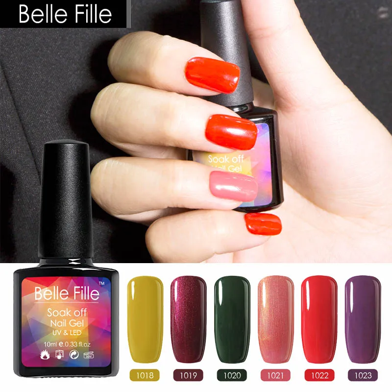 Belle FILLE УФ светодиодный Гель лак для ногтей! полупостоянная ногтей с блестками