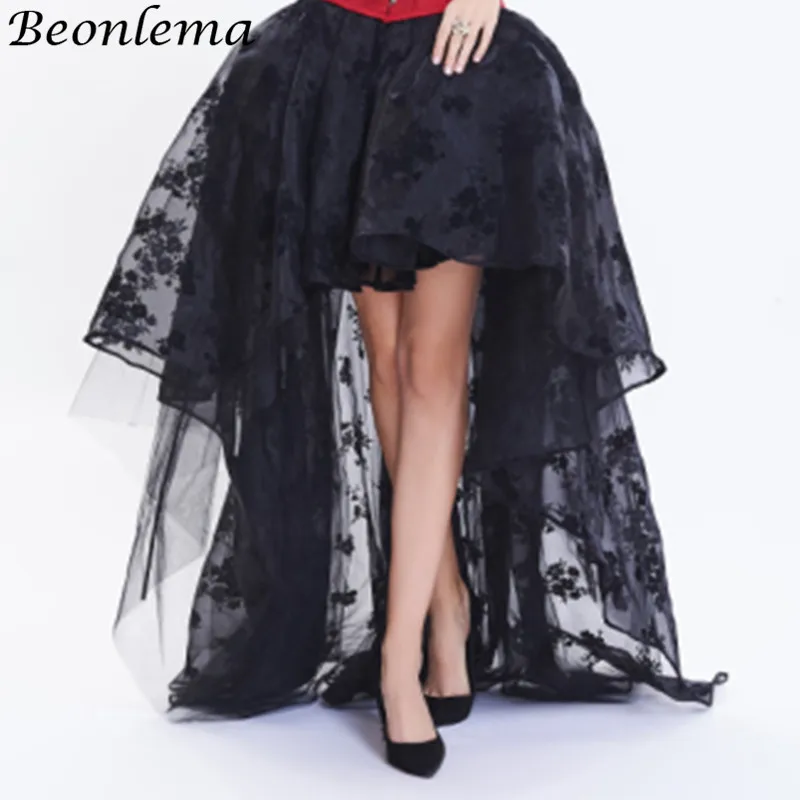 Beonlema, длина до пола, сетчатая юбка, сексуальные, красные, длинные, макси юбки для женщин, 6XL, высокая, низкая, эластичная юбка, Цветочный Тюль, танцевальный корсет