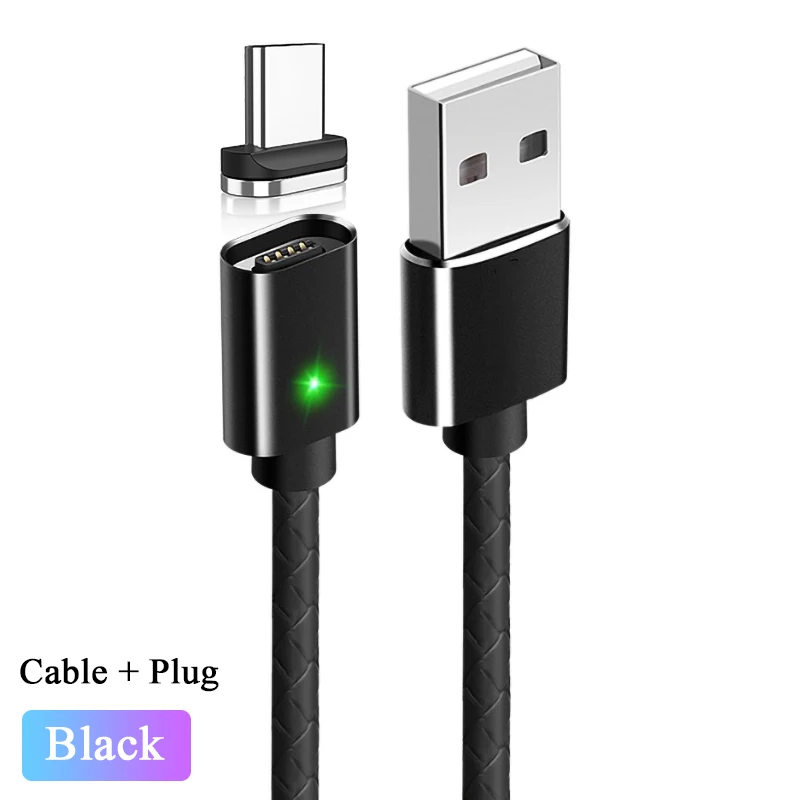 Black 1 м Магнитный кабель Micro usb type-C кабель для iPhone Android 3A Быстрая зарядка USB C магнитное зарядное устройство для телефона samsung S10 Xiaomi 8 - Тип штекера: Black